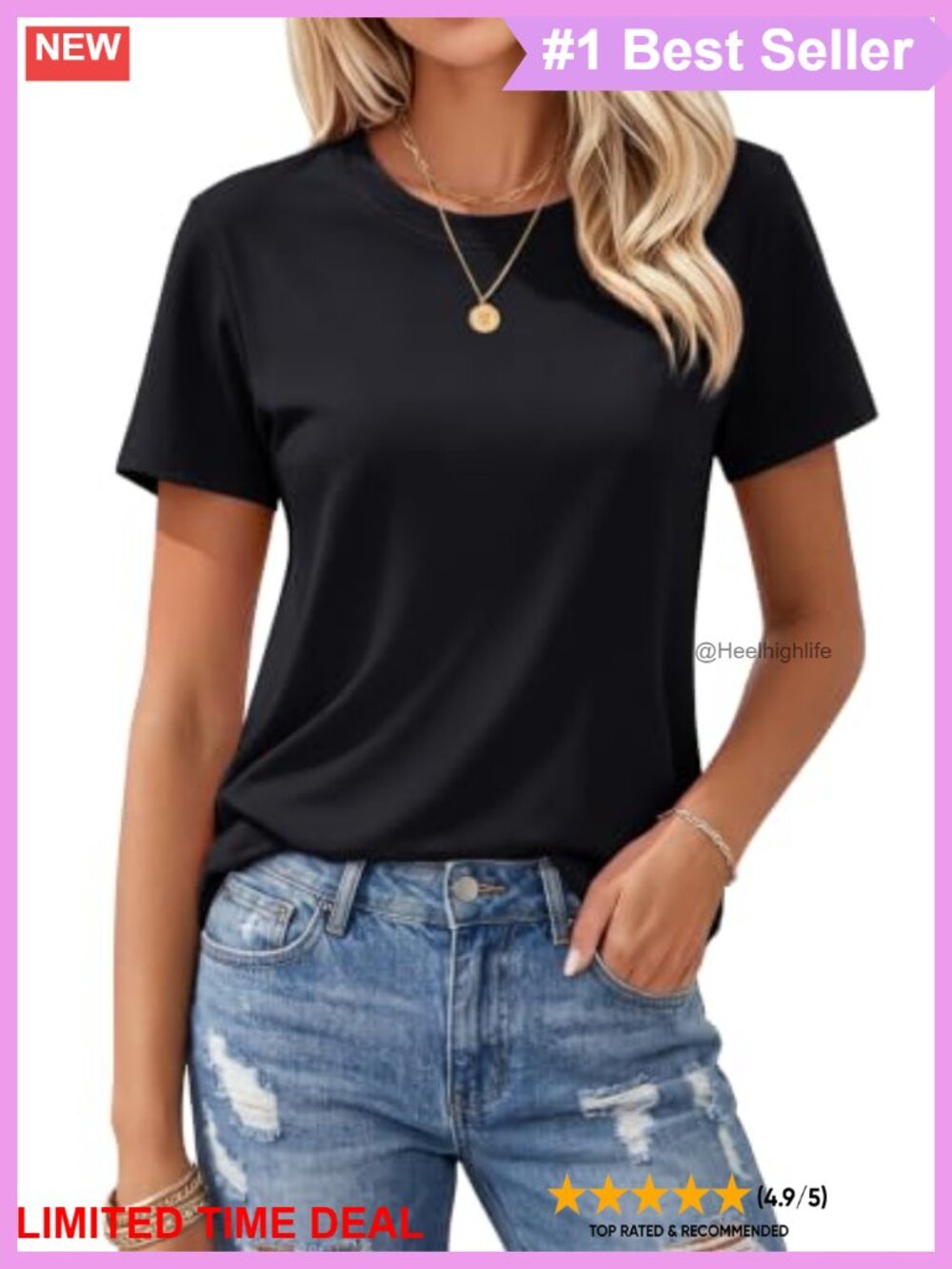 Women's Cotton Crew Neck Short Sleeve T-Shirt Breathable Casual Summer Tee
